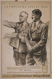 El objetivo de este póster es crear expectativa sobre las Olimpíadas de Berlín. En él se observa a Adolf Hitler y a Hans von Tschammer und Osten, director de la Oficina de Deportes del Reich, inspeccionando la sede de las Olimpíadas de Verano de 1936.