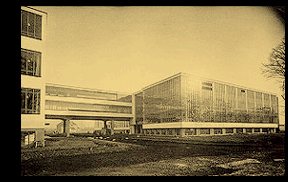 Walter Gropius, <i>Bauhaus Dessau,</i> 1925–26. View from the Northwest.