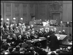 Screening of concentration camp film footage<br />
<br />November 29, 1945, Nuremberg, Germany<br />
<br />