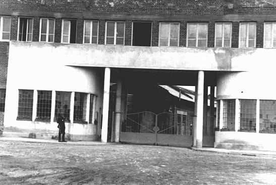 Entrance to Oskar Schindler's enamel works in Zablocie, a suburb of Krakow. Poland, 1939-1944.