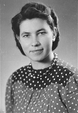 Hildegard Kusserow, a Jehovah's Witness, was imprisoned for four years in several concentration camps including Ravensbrueck. Germany, date uncertain.