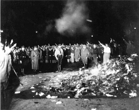 Scene during the book burning in Berlin's Opera Square. Berlin, Germany, May 10, 1933.