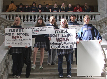 St. Francis students demonstrate on the steps of the capitol.