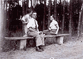 Among the personal responses to the growing police attention to individual homosexual's lives was the "protective marriage" to give the appearance of conformity. Paul Otto (left) married the woman behind him with her full knowledge that his long-time partner was Harry (right). Berlin, 1937. 