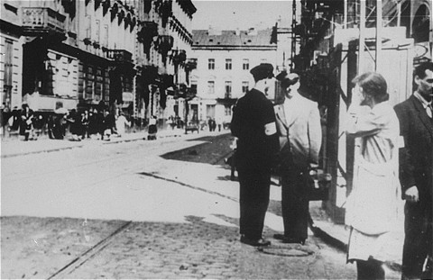 Street scene following the German occupation of the city of Lvov. Lvov, Poland, June 1941.