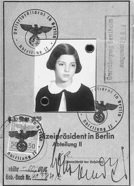 Passport issued to Gertrud Gerda Levy, who left Germany in August 1939 on a Children's Transport (Kindertransport) to Great Britain. Berlin, Germany, August 23, 1939.