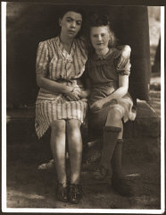 Lena Getter with a friend at the Bensheim displaced...