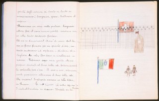 Страница дневника ребенка с рисунком, написанная в...