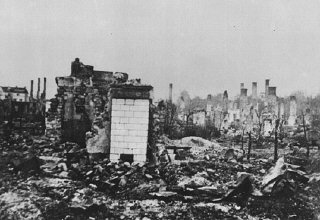 A Polish town lies in ruins following the German invasion...