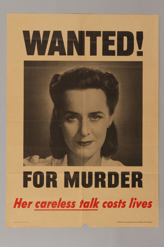 Us Careless Talk Poster With A Mugshot Of A Woman Wanted For