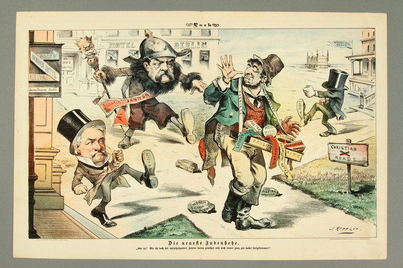 Caricature Of Bismarck And Hilton Kicking A Jewish Peddler Collections Search United States Holocaust Memorial Museum