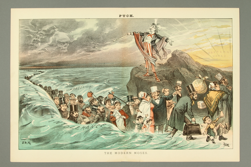 Cartoon Of Uncle Sam Parting The Ocean For Jewish Immigrants Collections Search United States Holocaust Memorial Museum
