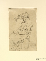 2009.344.1, Pencil drawing of a seated man in Buchenwald, Boris Taslitzsky Artwork Collection