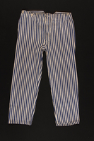 Concentration camp striped uniform jacket and pants worn by Romanian ...