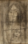 Halina Olomucki drawing of a woman and child hiding during round-up