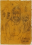 Halina Olomucki sketch of Jewish men whose beards were publicly shaved