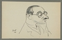 Caricature by Bill Spira of bespectacled man