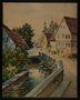 Watercolor painting of a street scene given to an UNRRA official