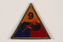 US Army 9th Armored Division shoulder sleeve patch with tank, gun, and red lightning bolt