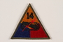 US Army 14th Armored Division shoulder sleeve patch with tank and red lightning bolt