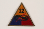 US Army 12th Armored Division shoulder sleeve patch with tank, gun, and red lightning bolt