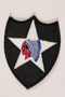 US Army 2nd Infantry Division shoulder sleeve patch with a Native American caricature on white star