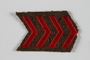 Jewish Brigade Group arm patch with 4 red chevrons worn by a soldier in the Brigade