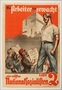 Pro-Nazi election poster featuring an oversized Aryan man towering over Germany’s enemies