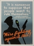 United States anti-Nazi poster of Joseph Goebbels reciting a speech