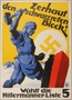 Pro-Nazi election poster of a man smashing a red and black block