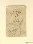 Pencil sketch of a seated man created by Boris Taslitzky in Buchenwald concentration camp