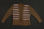 Green striped wool knit cardigan made from a US Army blanket by a Jewish refugee in a DP camp