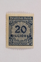 Postage stamp, 20 mark, issued in Germany during hyperinflation in the Weimar Republic