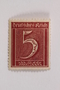 Postage stamp, 5 mark, issued in Germany during hyperinflation in the Weimar Republic