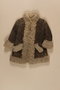 Child's gray shearling embroidered mountaineer's craft coat brought to the US by a Jewish family fleeing German occupied Poland