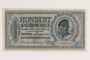 Occupation currency note, 100 Karbowanez, issued by Nazi Germany in eastern Poland