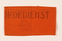 Ordedienst orange armband worn by a Dutch rescuer after the war