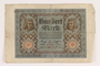 Weimar Germany, 100 mark note, saved by German Jewish refugee