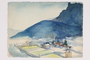 Watercolor painting of a mountain village by Jacob J. Barosin