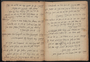 Notebook from American Joint Distribution Committee in Italy, containing handwritten text of Sholem Aleichem play