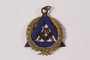 Gold and blue enamel Masonic medal with the compass and square emblem owned by a Jewish Hungarian emigre