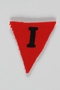Unused red triangle concentration camp prisoner patch with a black letter I found by US forces