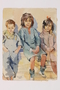 Watercolor painting of three children by Jacob J. Barosin
