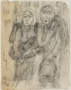Autobiographical drawing by Halina Olomucki of two women in the Warsaw ghetto