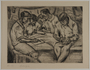 Etching by Karl Schwesig showing a fellow prisoner writing in a concentration camp