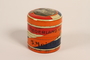 Orange decorated candy tin with lid distributed on the liberation of the Netherlands received by a former hidden child