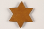 Yellow Star of David badge with tweed backing worn in Slovakia