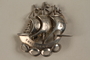 Silver brooch of a 3 masted ship given to Director, ORT schools, DP camps