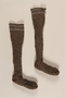 Pair of brown and white wool knit kneesocks brought to the US by a German Jewish refugee
