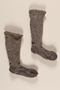 Pair of gray and white wool knit socks brought to the US by a German Jewish refugee